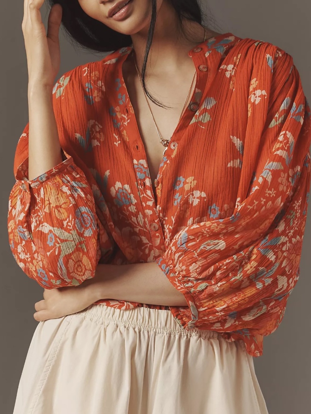 NWT ANTHROPOLOGIE PILCRO SIDNEY BATWING FLORAL BLOUSE SMALL